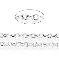 Stainless Steel Color 304 Stainless Steel Cable Chains, Soldered, with Card Paper, Flat Oval, Stainless Steel Color, Links: 4x3x0.8mm, about 32.8 Feet(10m)/card