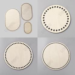 Beige Flat Round & Oval Wood Knitting Crochet Bottoms, Basket Weaving Board, Beige, 100~300x100~300x3~3.5mm, Hole: 5.5~6mm