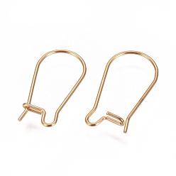 Golden Ion Plating(IP) 304 Stainless Steel Hoop Earrings Findings Kidney Ear Wires, Golden, 20x10x0.7mm, 21 Gauge