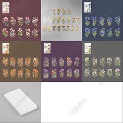 (52) Непрозрачная лаванда 6 наборы 6 стили набор прозрачных лазерных наклеек для домашних животных, Наклейки с цветочным тиснением для самостоятельного декорирования и поделок, скрапбукинга, разноцветные, 118~121x60~80x0.1 мм, о 20 шт / комплект