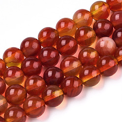 Dark Red Glass Round Beads Strands, Imitation Stones, Round, Dark Red, 8~8.5x8mm, Hole: 1mm, about 46~52pcs/strand, 14.17''~15.35''(36~39cm)