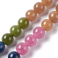 Белый Нефрит Натуральный белый нефрит имитация турмалина бусины нити, окрашенные, круглые, осенняя тематика красочные, 12 мм, отверстие : 1.2 мм, около 32 шт / нитка, 15.16'' (38.5 см)