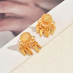 Золотой Богемные серьги-люстры из сплава, подсолнечник, золотые, 10x23 мм