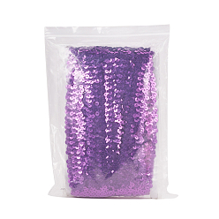Purple PandaHall Elite Plastic Paillette Elastic Trim, Sequins Ribbon, Ornament Accessories, Purple, 25x1.5mm, 10m/roll