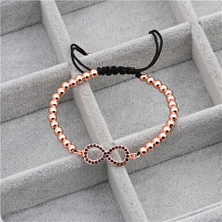 Rose gold Adjustable Ethnic Style Handmade Bracelet for Men with Infinite Weaving Pattern