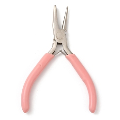 Pink Steel Jewelry Pliers, Round/Concave Pliers, Wire Looping and Wire Bending Plier, with Plastic Handle Cover, Ferronickel, Pink, 11.7x7.9x0.95cm
