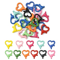 Mixed Color 20Pcs Spray Painted Alloy Lobster Claw Clasps, Heart, Mixed Color, 20x16.5x4.5mm, Hole: 2mm, inner diameter: 12x6mm