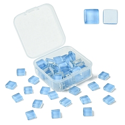 Васильковый 60 шт. Прозрачные стеклянные кабошоны, квадратный, васильковый, 9.8x9.8x4 мм