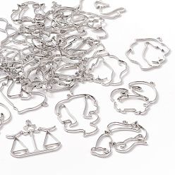 Constellation Zinc Alloy Open Back Bezel Pendants, For DIY UV Resin, Epoxy Resin, Pressed Flower Jewelry, Twelve Constellations, Random Mixed Constellations, 29.5~50x29~58x2.5mm, Hole: 2mm