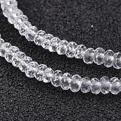 Clear Electroplate Glass Beads Strands, Faceted Rondelle, Clear, 3x2mm, Hole: 1mm, about 202pcs/strand, 17 inch