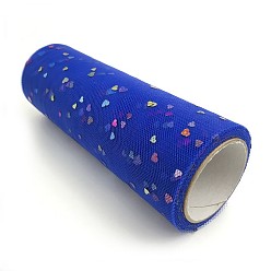 Dark Blue BENECREAT Heart Glitter Sequin Deco Mesh Ribbons, Tulle Fabric, Tulle Roll Spool Fabric For Skirt Making, Dark Blue, 6 inch(15cm), about 10yards/roll(9.144m/roll)