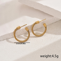 Золотой Стильные 201 серьги-гвоздики из нержавеющей стали в форме буквы С для ежедневного ношения, золотые, 25 мм