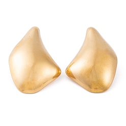 Golden Ion Plating(IP) 304 Stainless Steel Stud Earrings for Women, Golden, 38x25mm