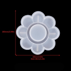 Flower Tealight Candle Holder Molds, DIY Food Grade Silicone Molds, Resin Plaster Cement Casting Molds, Flower, 10x10x2.9cm