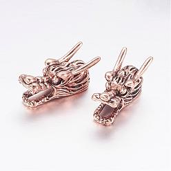 Antike Roségold Tibetische Stil Legierung Großlochperlen, Großloch perlen, Drachenkopf, antike Roségold, 24.5x10x11.5 mm, Bohrung: 5 mm