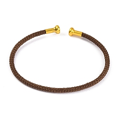 Коричневый Изготовление браслета из плетеной проволоки из углеродистой стали, с позолоченными латунными заглушками, кофе, 0.25 см, внутренний диаметр: 2-3/8 дюйм (6.1 см)