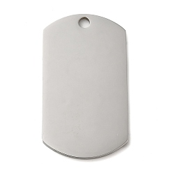 Stainless Steel Color 304 Stainless Steel Pendants, Stamping Blank Tag, Rectangle Charm, Stainless Steel Color, 39x22x1.5mm, Hole: 3mm