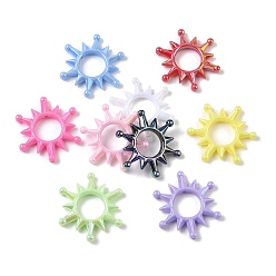 Mixed Color UV Plating Opaque Acylic  Beads, Flower, Mixed Color, 44x40x6mm, Hole: 2mm