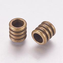 Antique Bronze Tibetan Style Alloy Beads, Grooved Beads, Column, Antique Bronze,  Lead Free & Cadmium Free, 9.5x9mm, Hole: 6mm