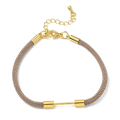 Khaki Nylon Cord Bracelet Making, with Brass Beadable Bar, Golden, Khaki, 6.89x0.16 inch(17.5x0.4cm)