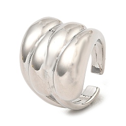 Platinum Rack Plating Brass Teardrop Open Cuff Rings for Women, Cadmium Free & Lead Free, Platinum, US Size 5 3/4(16.3mm)