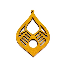 Verge D'or Gros pendentifs creux en bois, pour la fabrication de bijoux de boucles d'oreilles, larme, verge d'or, 60~70x2mm