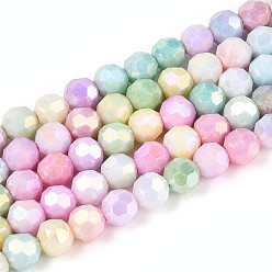 (52) Непрозрачная лаванда Антикоррозийные гальванические стеклянные бусины, имитация драгоценных камней, круглые, с покрытием AB цвета, граненый(32 граненый), разноцветные, 5.8~6.1x5.8 мм, отверстие : 1 мм, около 70~71 шт / нитка, 15.55~15.75'' (39.5~40 см)