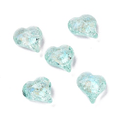 Colorful Crackle Moonlight Style Glass Rhinestone Cabochons, Pointed Back, Heart, Colorful, 9x8x3.5mm