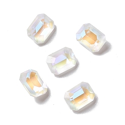 Crystal Mocha Style Glass Rhinestone Cabochons, Pointed Back, Rectangle, Crystal, 8x6x4mm