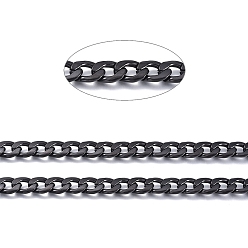 Electrophoresis Black 304 Stainless Steel Cuban Link Chains, Chunky Chains, Unwelded, with Spool, Electrophoresis Black, Link: 10x7x1.8mm, about 32.8 Feet(10m)/roll
