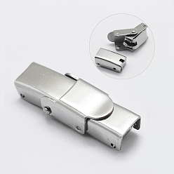 Stainless Steel Color 201 Stainless Steel Watch Band Clasps, Rectangle, Stainless Steel Color, 26x9.5x7mm