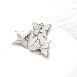 Белый Подвески из сплава и ацетата целлюлозы, бабочка, белые, 29.5x25 мм