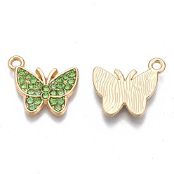Перидот Подвески из сплава , со стразами, без кадмия, без никеля и без свинца, бабочки прелести, золотой свет, перидот, 15x17x2.5 мм, отверстие : 1.6 мм