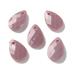 Rosy Brown Opaque Acrylic Charms, Faceted, Teardrop Charms, Rosy Brown, 13x8.5x3mm, Hole: 1mm
