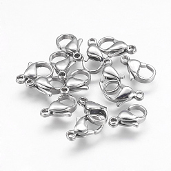 Stainless Steel Color 304 Stainless Steel Lobster Claw Clasps, Stainless Steel Color, 12x7x3.5mm, Hole: 1mm