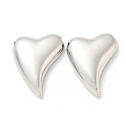 Real Platinum Plated Brass Pendants, Heart, Real Platinum Plated, 20.5x16x4.5mm, Hole: 1.5mm