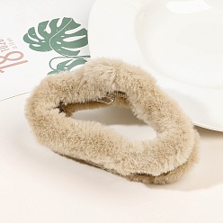 Beige Fluffy Claw Hair Clips for Women, with Plastic Findings, Cloud, Beige, 125x65x60mm