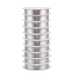 Silver Round Copper Jewelry Wire, Long-Lasting Plated, Silver Color Plated, 26 Gauge, 0.4mm, about 32.8 Feet(10m)/roll