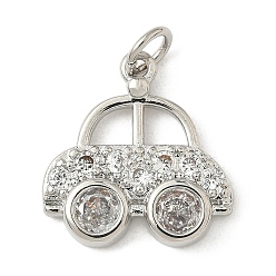 Платина Латунные микро проложить кубического циркония подвески, автомобильные прелести, долговечный, без кадмия и без свинца, стойки покрытие, с целью перехода в кольце, платина, 17x16x2.5 мм, отверстие : 3.3 мм