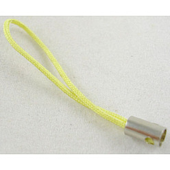 Yellow Mobile Phone Strap, Colorful DIY Cell Phone Straps, Nylon Cord Loop with Alloy Ends, Yellow, 50~60mm