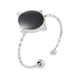 Нержавеющая Сталь Цвет 304 овальные манжетные кольца из эмалированной нержавеющей стали, открытые кольца для женщин, цвет нержавеющей стали, 16x12.5 мм