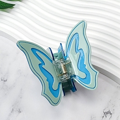 Medium Aquamarine Butterfly PVC Claw Hair Clips, Hair Accessories for Women Girls, Medium Aquamarine, 45x54mm