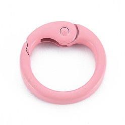 Pink Spray Painted Alloy Spring Gate Rings, Cadmium Free & Nickel Free & Lead Free, O Rings, Pink, 25x4mm, Hole: 19mm
