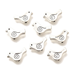 Antique Silver Tibetan Style Alloy Beads, Lead Free & Nickel Free & Cadmium Free, Bird, Antique Silver, 9mm long, 15mm wide, 2.5mm thick, Hole: 1.5mm