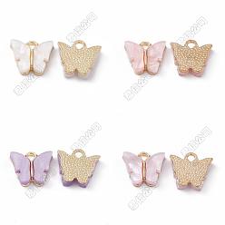 (52) Непрозрачная лаванда 20шт 4 цвета акриловые подвески, Сплав с поиска, очарование бабочки, разноцветные, 13x14x3 мм, отверстие : 2 мм, 5 шт / цвет