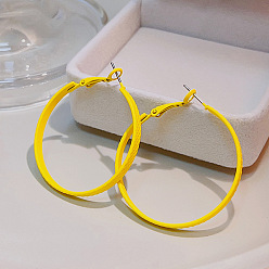 E0000-16 Yellow Circle Серьги-кольца С-образной формы с росписью макаронами в стиле ретро для женщин