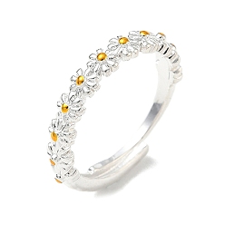Plata Anillos abiertos de latón para mujer, flor, plata, 4 mm, diámetro interior: 18 mm