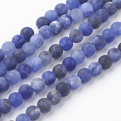 Sodalite Natural Sodalite Bead Strands, Round, Grade A, Frosted, 4~4.5mm, Hole: 1mm, about 85~90pcs/strand, 14.9 inch(38cm)
