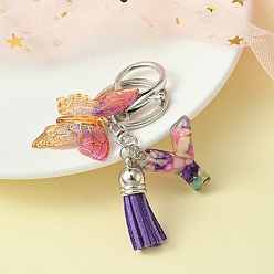 Letter Y Resin Letter & Acrylic Butterfly Charms Keychain, Tassel Pendant Keychain with Alloy Keychain Clasp, Letter Y, 9cm