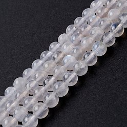 Rainbow Moonstone Natural Rainbow Moonstone Beads Strands, Round, 6.5mm, Hole: 0.8mm, about 62pcs/strand, 15.67''(39.8cm)